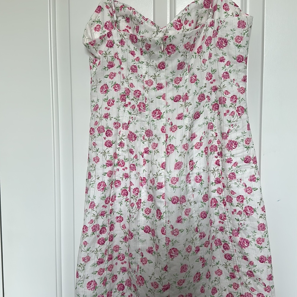 Zara pink/white floral mini dress, spaghetti straps, size Small - Picture 3 of 5